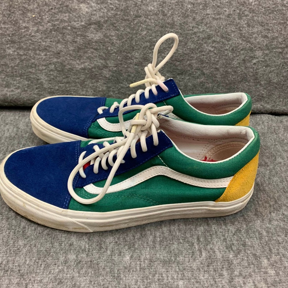 Vans Old Skool Yacht Club Color Block Blue Green Yellow Suede Canvas Mens 9.5